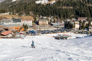Det sidste stykke blå piste ned mod Bad Gastein er ikke begyndervenligt // Foto: Troels Kjems