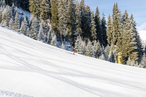 God plads til pistefræs på piste B11 på nordsiden af Stubnerkogel // Foto: Troels Kjems