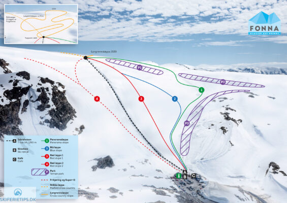 Pistekort FONNA Glacier Ski Resort