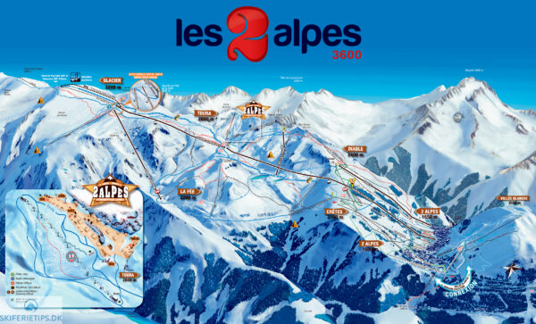 Pistekort Les 2 Alpes