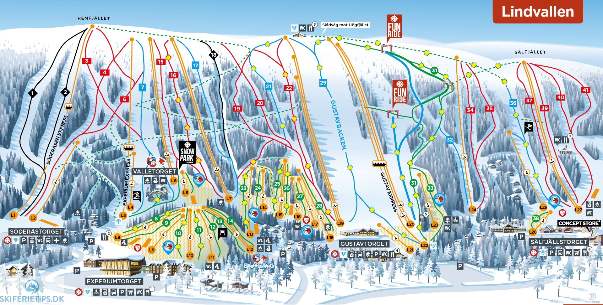 Pistekort - Se kort over pister og lifter på skisportssteder her