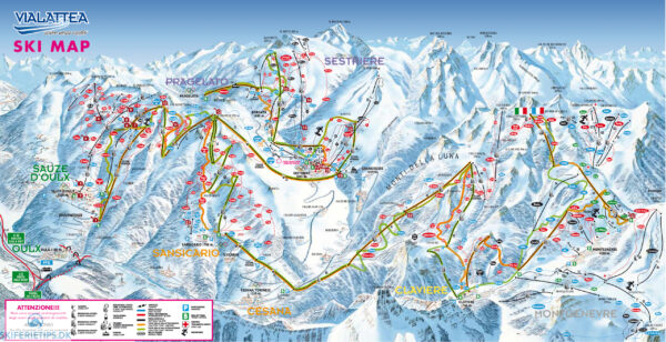 Pistekort Sauze d'Oulx Sestriere