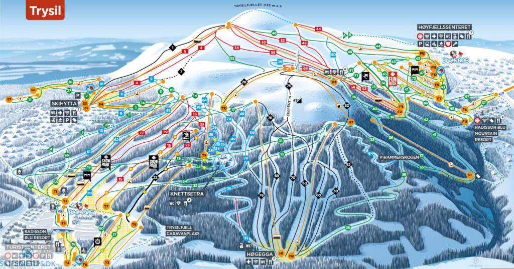 Trysil Pistekort â†' Se kort over pister og skilifter