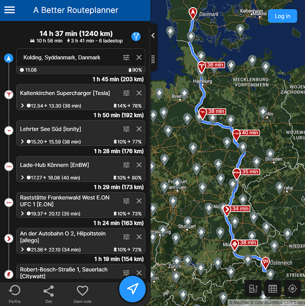 Rute elbil skiferie