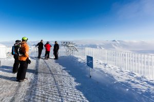 Udsigt fra Gaislachkogl toppen i Sölden, Østrig, 24. januar 2015.