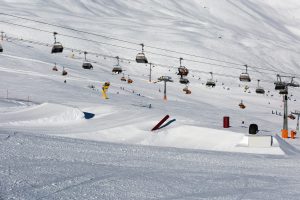 Snowpark i Sölden ved siden af stolelifterne C34 Hainbachkar og C35 Silberbrünnl.